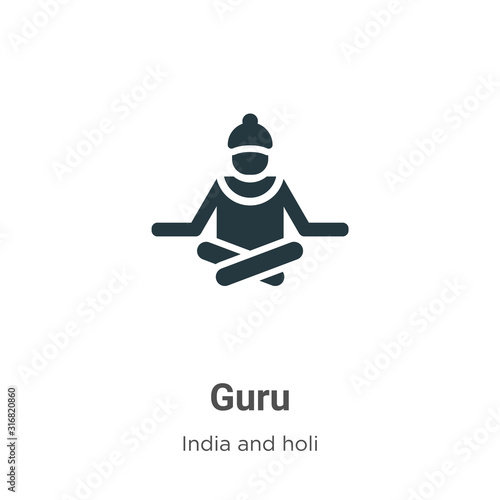 Guru glyph icon vector on white background. Flat vector guru icon symbol sign from modern india collection for mobile concept and web apps design.