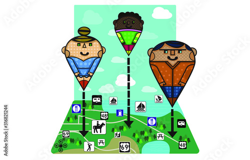 family plots travel on a map vector