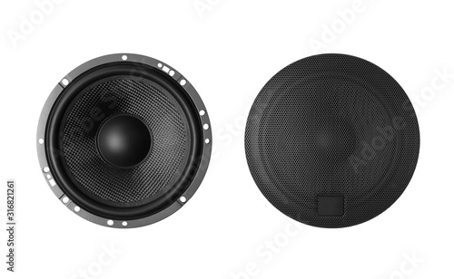 car audio speaker isolated on white