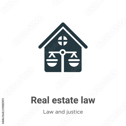 Real estate law glyph icon vector on white background. Flat vector real estate law icon symbol sign from modern law and justice collection for mobile concept and web apps design.