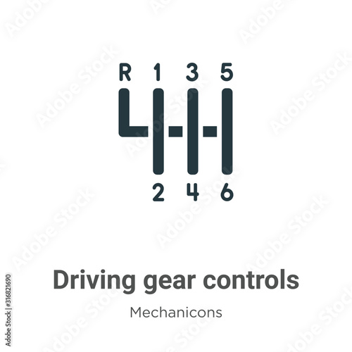 Driving gear controls glyph icon vector on white background. Flat vector driving gear controls icon symbol sign from modern mechanicons collection for mobile concept and web apps design.