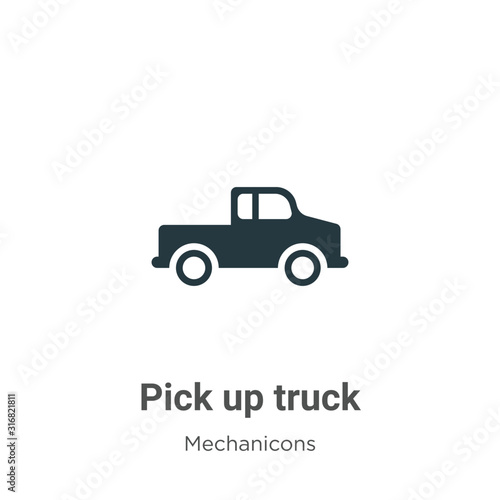 Pick up truck glyph icon vector on white background. Flat vector pick up truck icon symbol sign from modern mechanicons collection for mobile concept and web apps design.