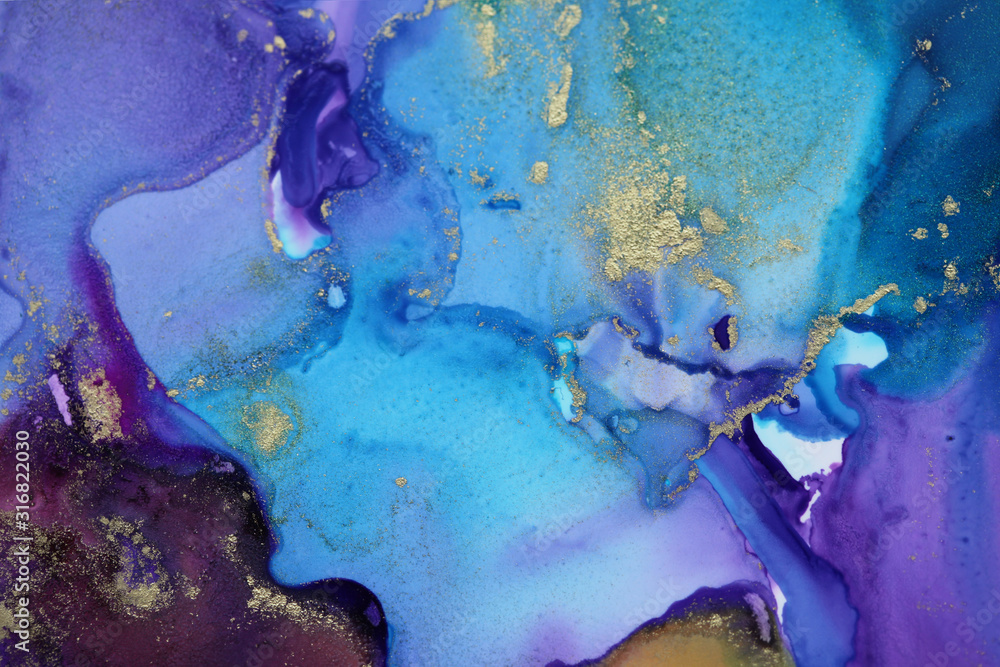 Plakat Art Abstract paint blots background. Alcohol ink colors. Marble texture.