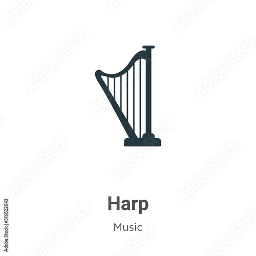 Harp glyph icon vector on white background. Flat vector harp icon symbol sign from modern music collection for mobile concept and web apps design.