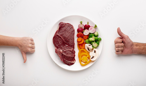 Like and dislike gestures with vegetal and meat protein sources