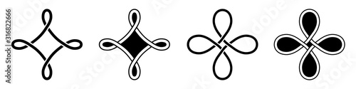 Set of celtic knots. Traditional celtic ornament elements isolated, design black and white. Vector illustration