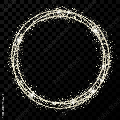 Silver shiny circle frame with light effects