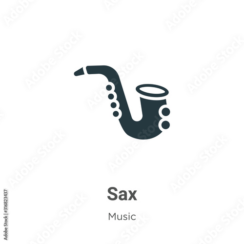 Sax glyph icon vector on white background. Flat vector sax icon symbol sign from modern music collection for mobile concept and web apps design.