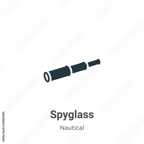 Spyglass glyph icon vector on white background. Flat vector spyglass icon symbol sign from modern nautical collection for mobile concept and web apps design.