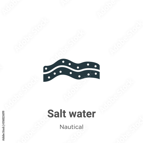 Salt water glyph icon vector on white background. Flat vector salt water icon symbol sign from modern nautical collection for mobile concept and web apps design.