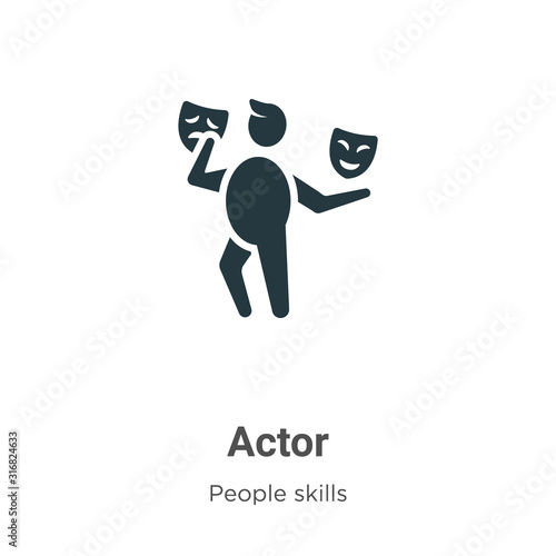 Actor glyph icon vector on white background. Flat vector actor icon symbol sign from modern people skills collection for mobile concept and web apps design.