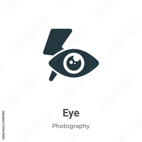 Red eye glyph icon vector on white background. Flat vector red eye icon symbol sign from modern photography collection for mobile concept and web apps design.