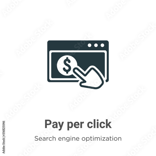 Pay per click glyph icon vector on white background. Flat vector pay per click icon symbol sign from modern search engine optimization collection for mobile concept and web apps design.