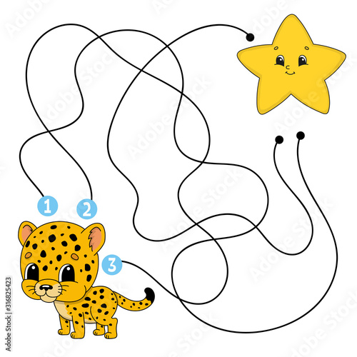 Maze. Game for kids. Funny labyrinth. Education developing worksheet. Puzzle for children. Activity page. Riddle for preschool. Cute cartoon character. Logical conundrum. Color vector illustration.