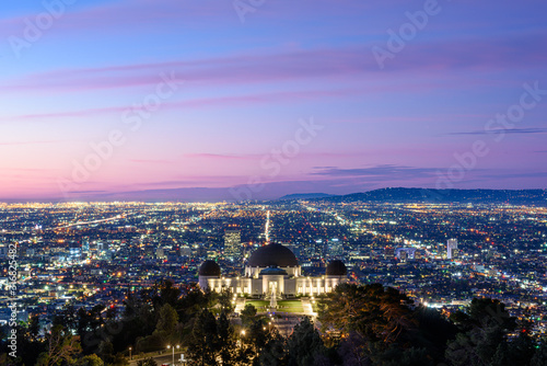 Griffith Observatory and Los Angeles at sunrise