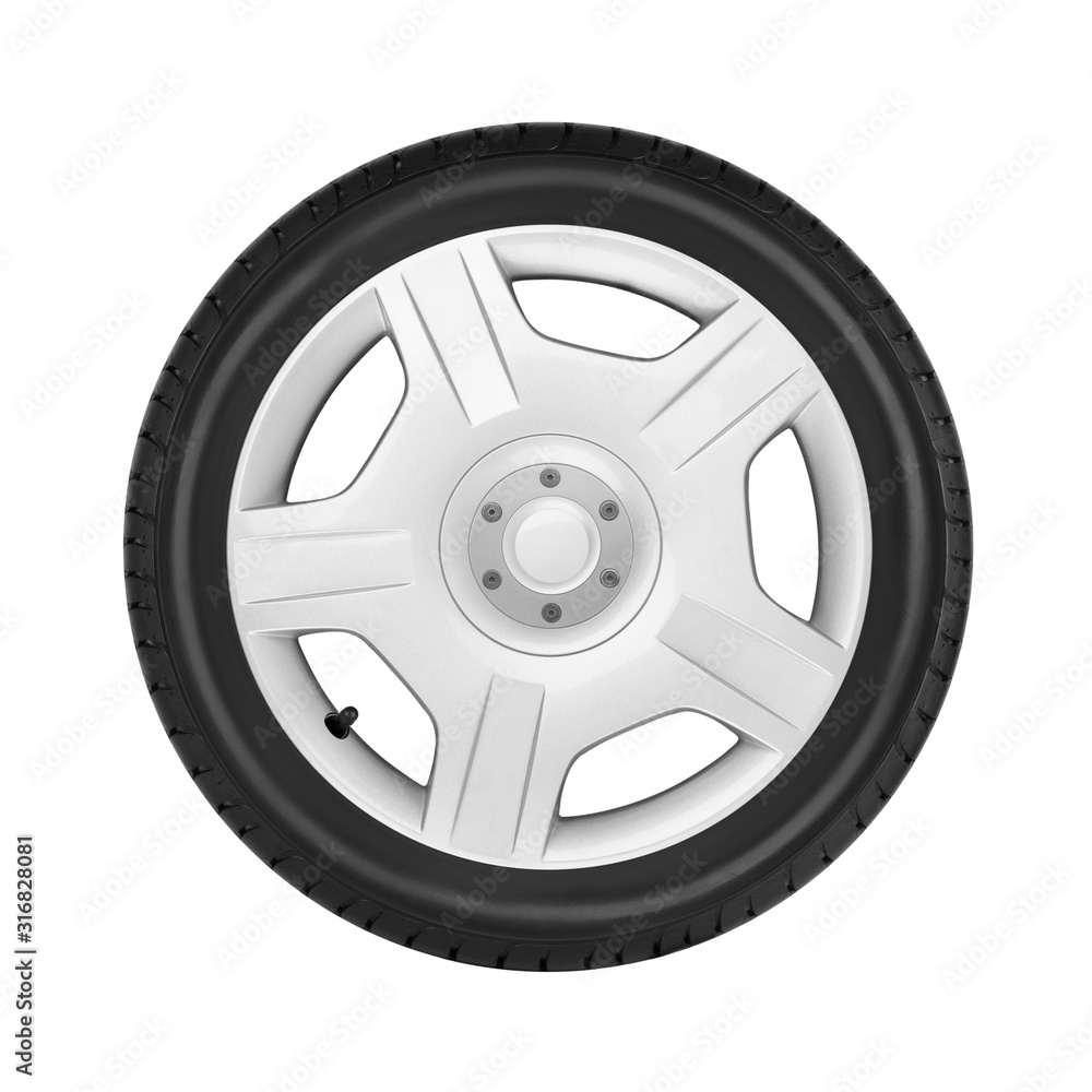 Car wheel on white background