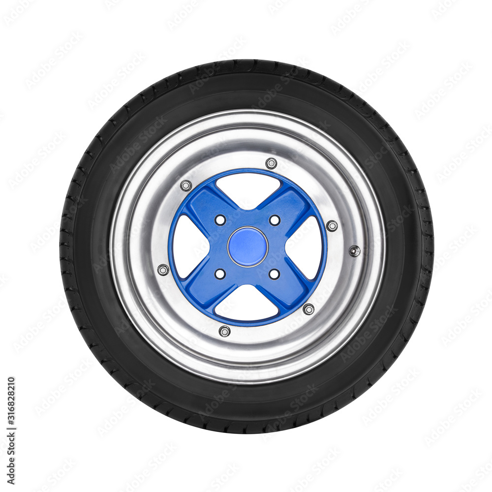 Car wheel on white background