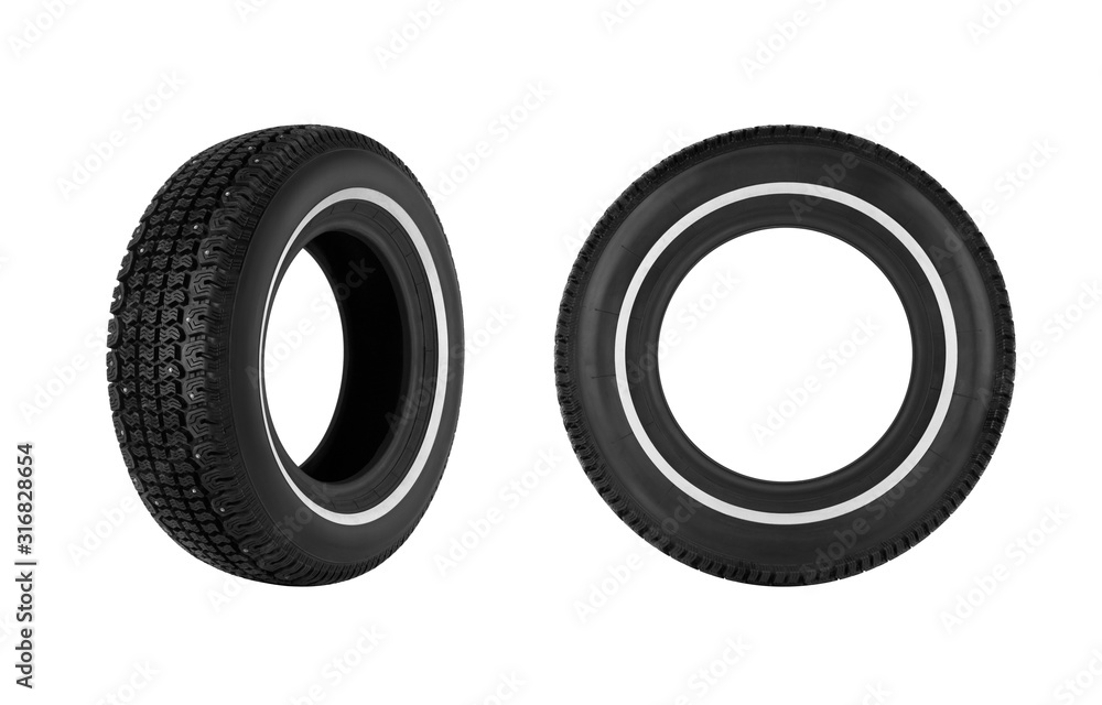 Car winter tires isolated on white background Car winter tires isolated on white background
