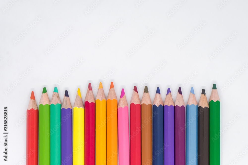 Color pencils isolated on white background.Close up. Color pencils isolated on white background.Close up.