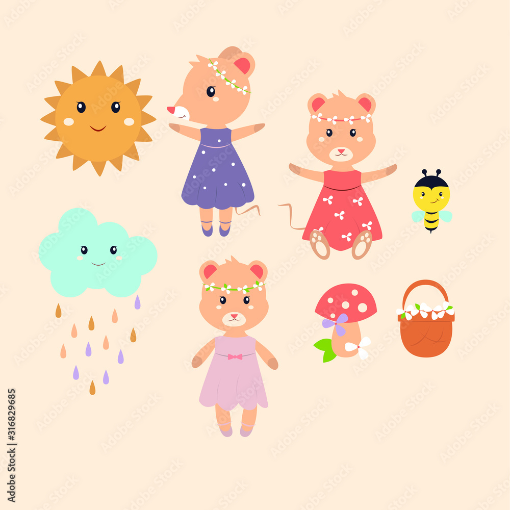 Naklejka premium cute mouse element design illustration. flat design illustration