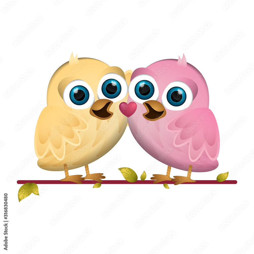 Obraz premium Cute chickens couple