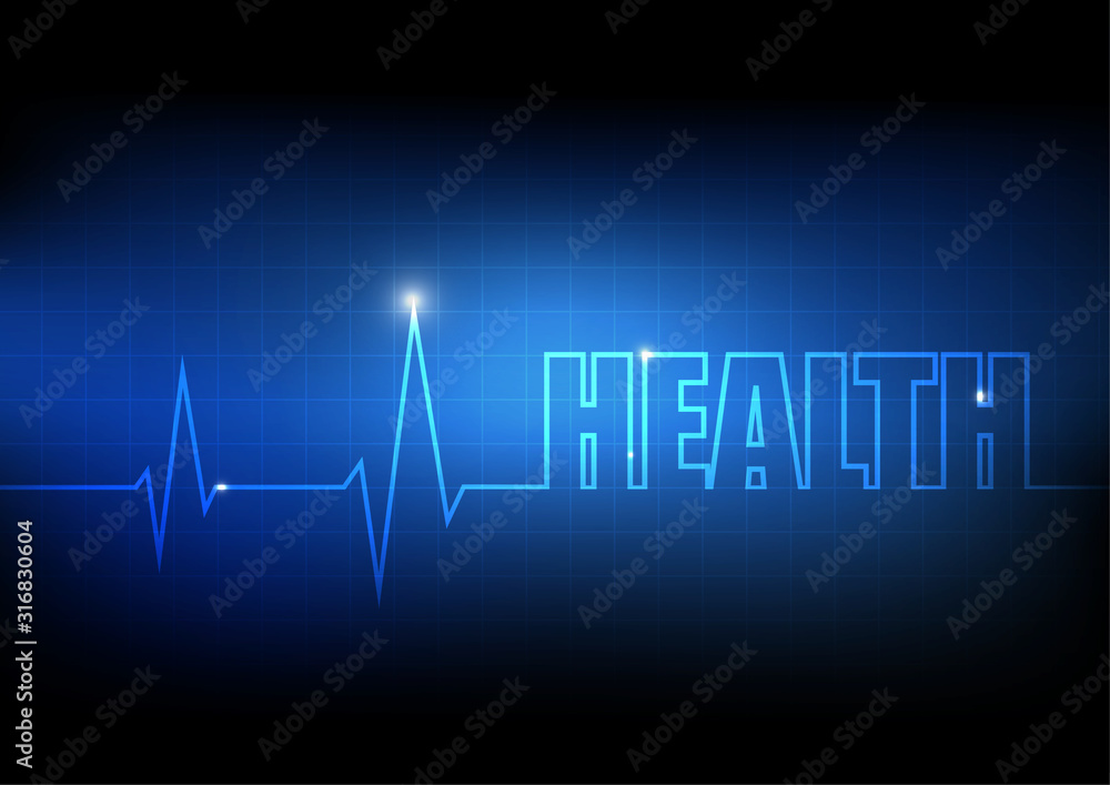 Vector : Cardiogram with heartbeat on grid background