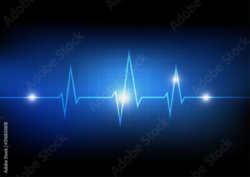 Vector : Cardiogram with heartbeat on grid background