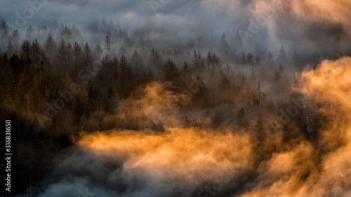 Fototapeta Naklejka Na Ścianę i Meble -  Splendid sunrise in the Carpathian Mountains.