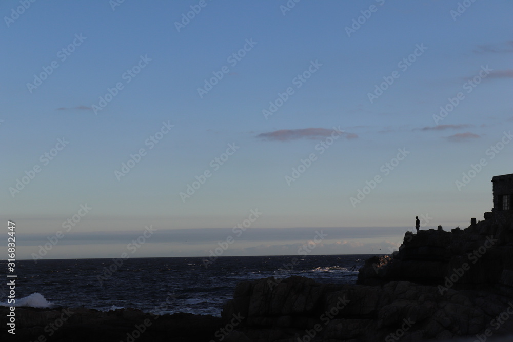 Silhouette of a Man looking at the ocean