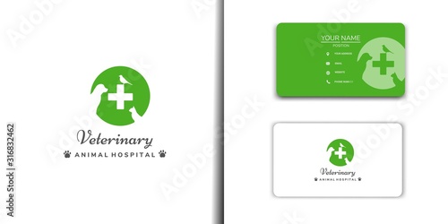 Professional veterinary clinic logo set with business card