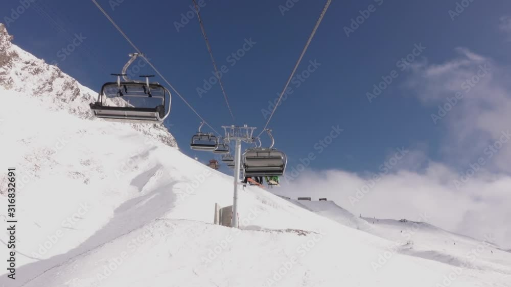 people go up on a chairlift high in the mountains people go up on a chairlift high in the mountains
