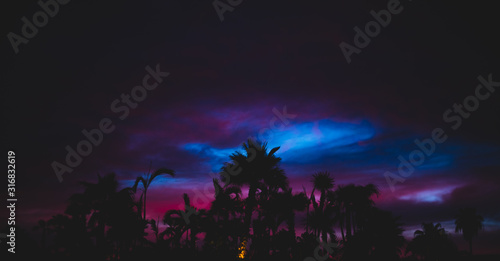 Pink and blue dark sunset