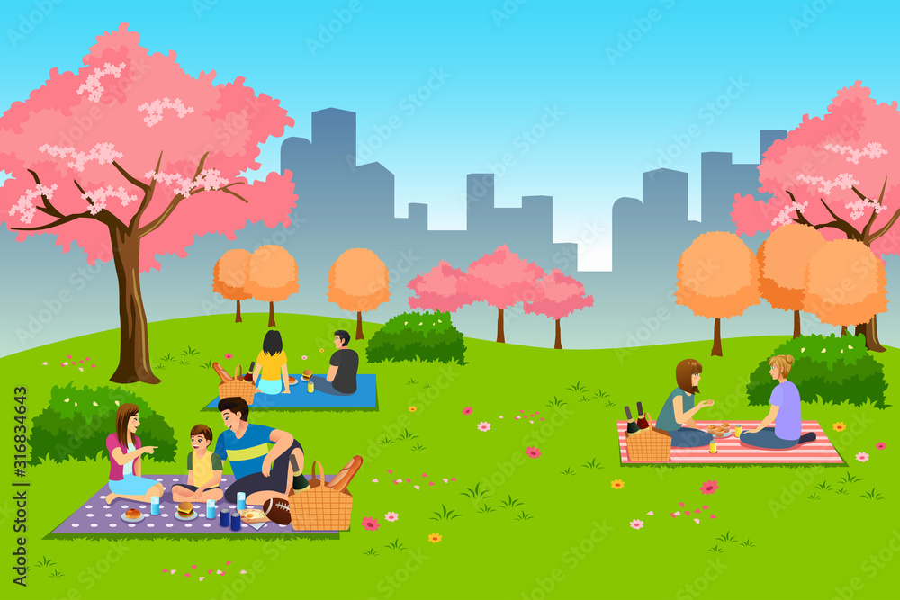 People Having Outdoor Picnic at the Park During Spring People Having Outdoor Picnic at the Park During Spring