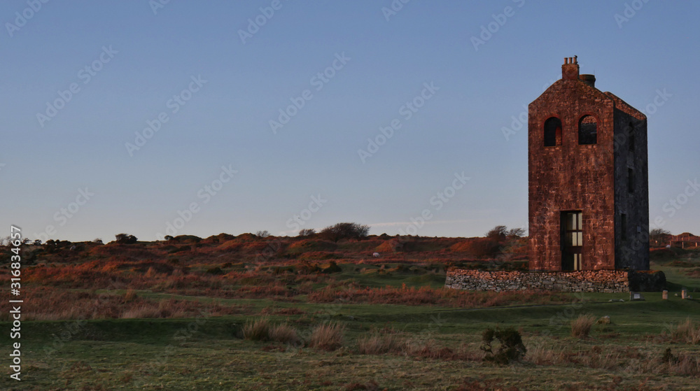 Winter sunset empty Cornish mine engine-house on Bodmin Moor Winter sunset empty Cornish mine engine-house on Bodmin Moor
