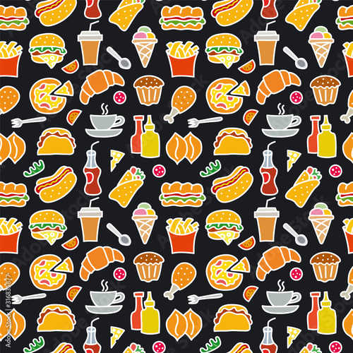 fast food seamless pattern