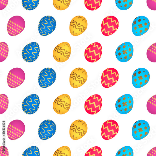 Seamless pattern with colorful Easter eggs