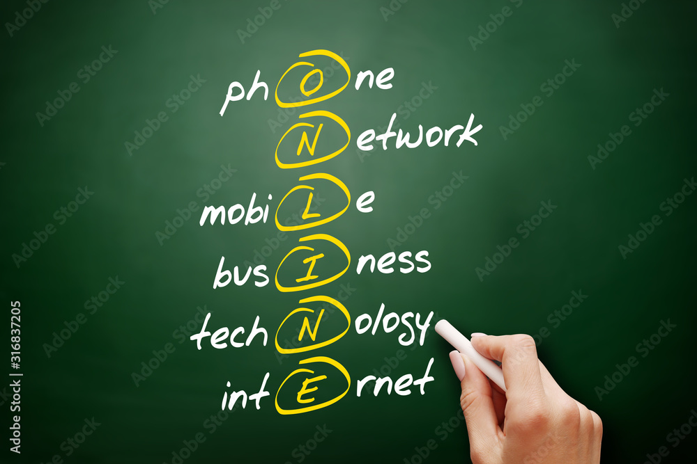 ONLINE acronym, business concept background ONLINE acronym, business concept background