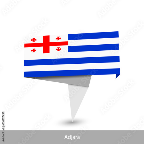 Adjara (Autonomous region of Georgia) Country flag. Paper origami banner