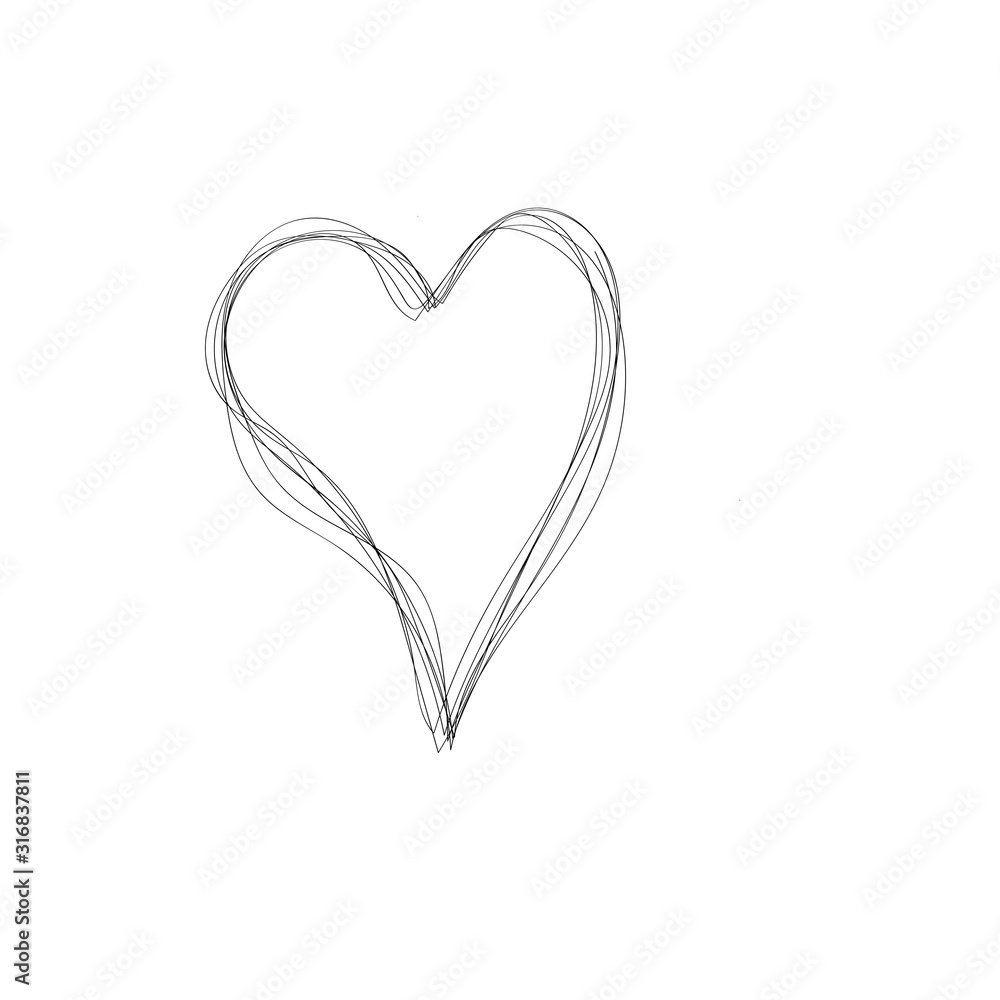 Heart random chaotic lines. Hand drawing . for icon, decorative Heart random chaotic lines. Hand drawing . for icon, decorative