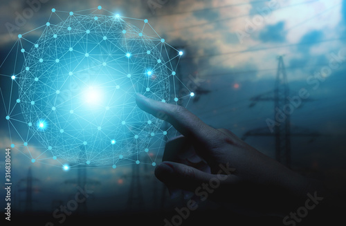 an abstract representation of solving problems using artificial intelligence to increase reliability and reduce losses and accidents during the transmission of electrical energy