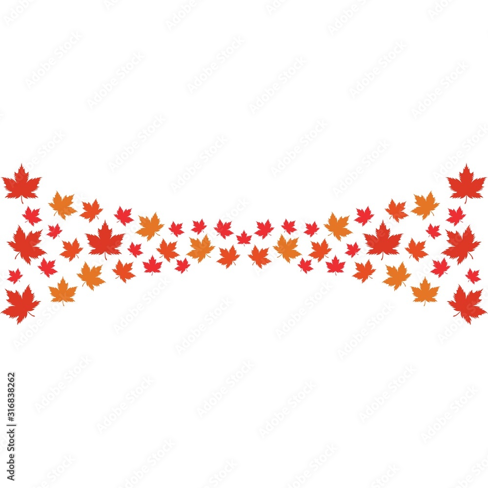 Vector illustration of autumn red, orange and yellow maple leaves on white background. Template for greeting card, poster, promotion, flyer, advertising, personal or company logo. Vector illustration of autumn red, orange and yellow maple leaves on white background. Template for greeting card, poster, promotion, flyer, advertising, personal or company logo.