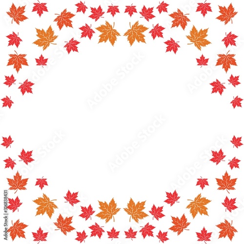 Vector illustration of autumn red  orange and yellow maple leaves on white background. Template for greeting card  poster  promotion  flyer  advertising  personal or company logo.