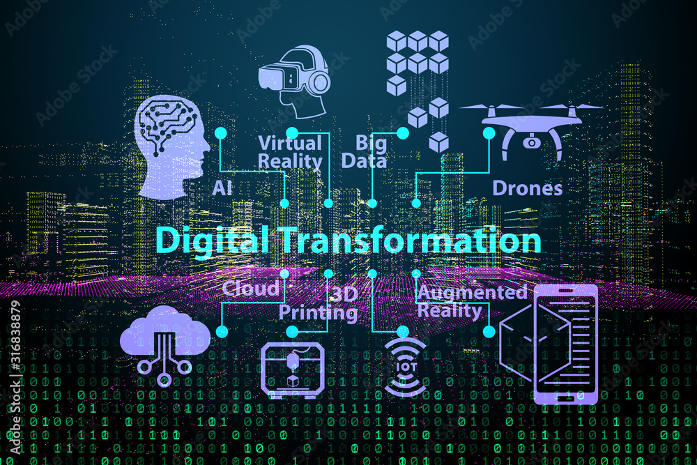 Digital transformation concept - 3d rendering