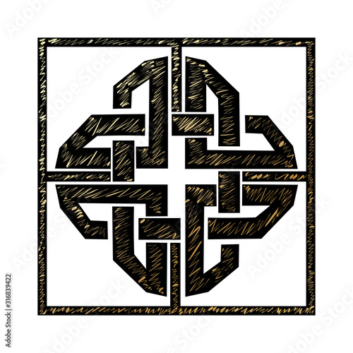 Celtic ornament inscribed in a square. Vector illustration isolated on the white background.
