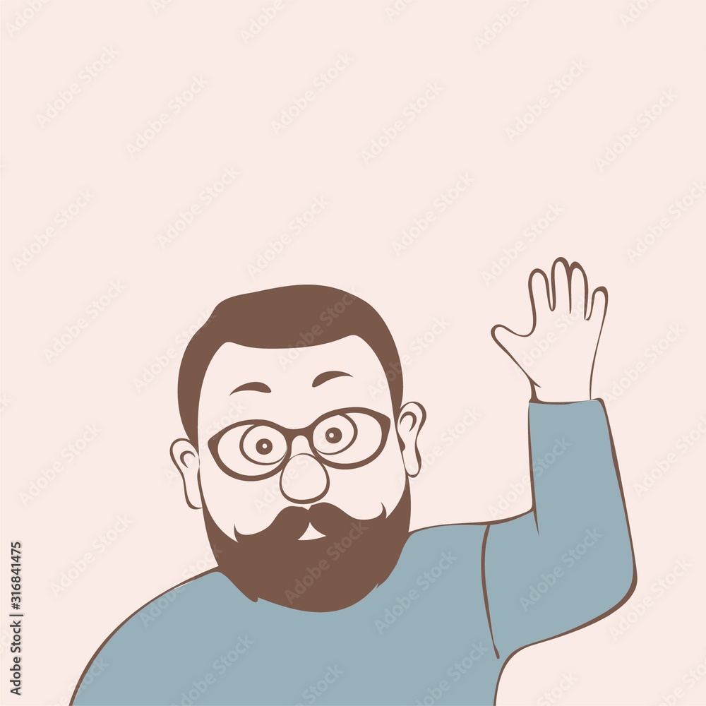 Vector illustration portrait attractive men,the man held up his hand,cartoon design. Vector illustration portrait attractive men,the man held up his hand,cartoon design.