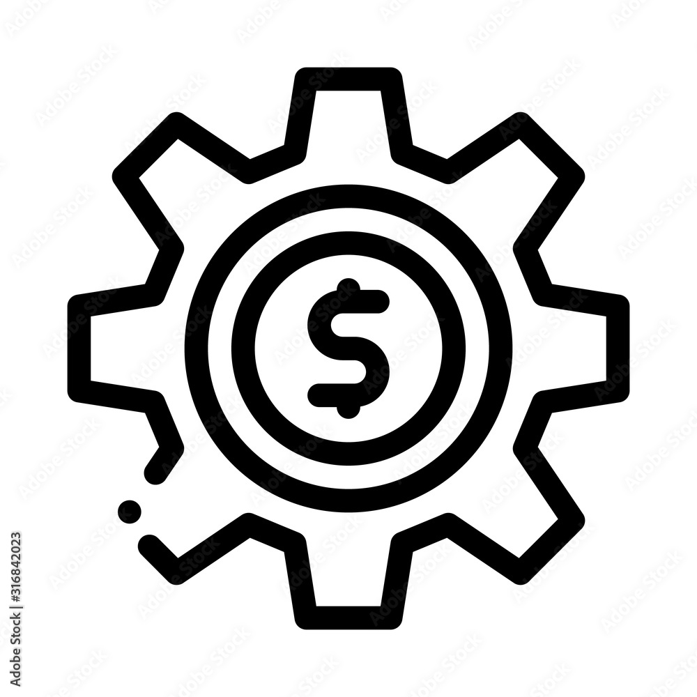 Gear Dollar Coin Icon Vector. Outline Gear Dollar Coin Sign. Isolated Contour Symbol Illustration Gear Dollar Coin Icon Vector. Outline Gear Dollar Coin Sign. Isolated Contour Symbol Illustration