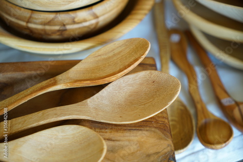 Wooden spoons made from local wood look good and are easy to use in the kitchen