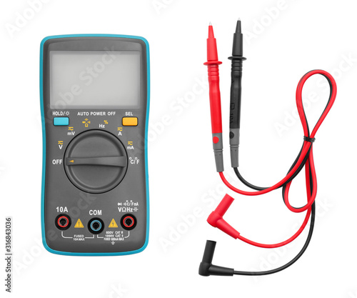 Fotografie Digital multimeter isolated on white background