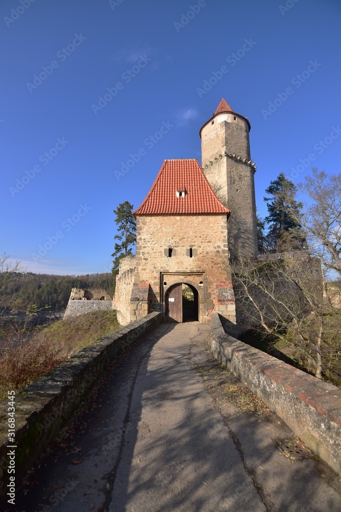 Czech castle Zvíkov in Orlík Dam