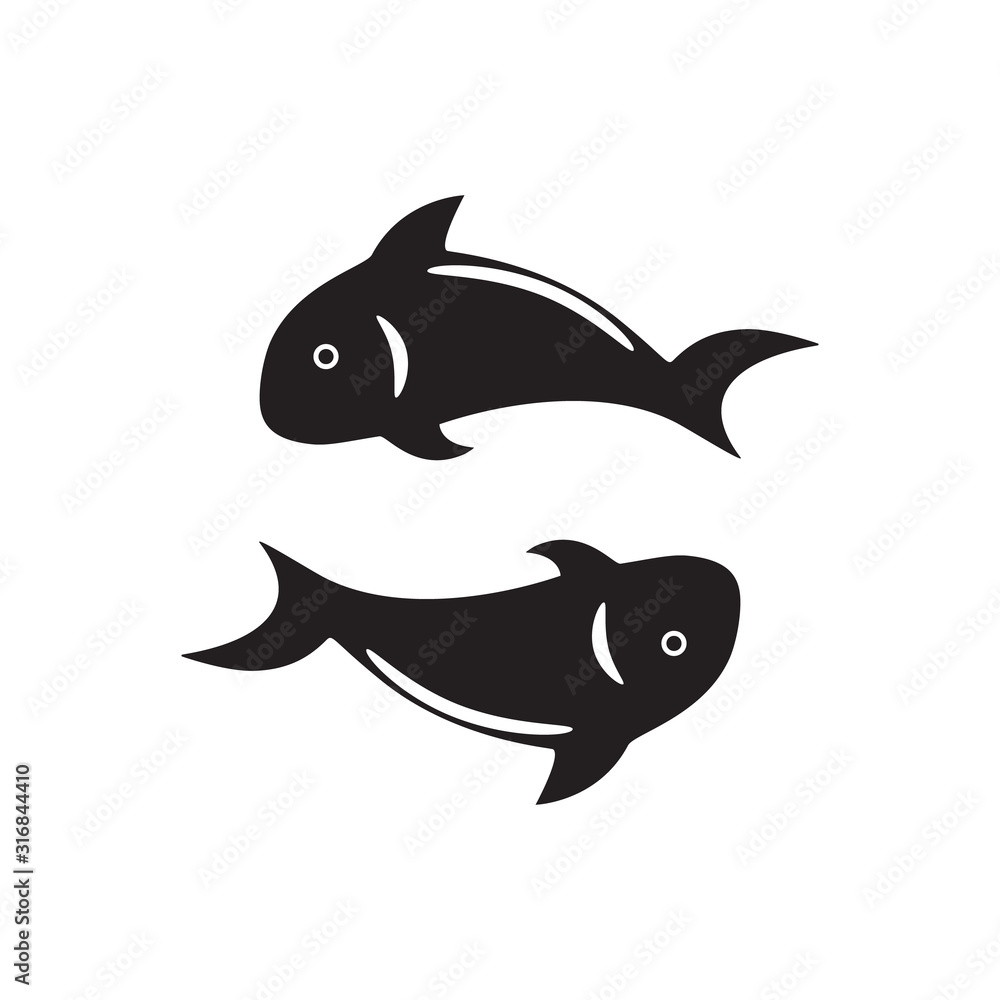 Obraz premium Two black fish. Vector illustration.